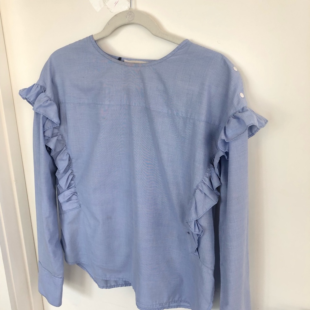 Blue cotton top with frills